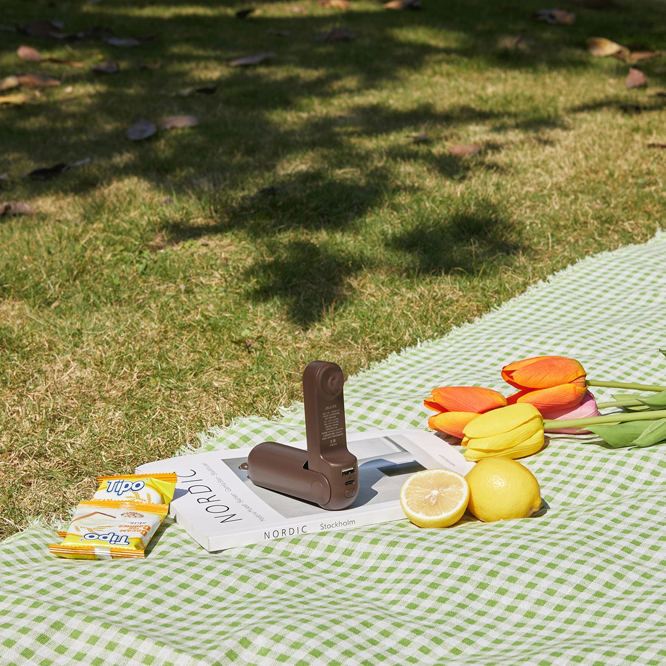 Jisulife Handheld Fan Life8 Plus Portable USB Fan with Power Bank and Flashlight - Brown_3