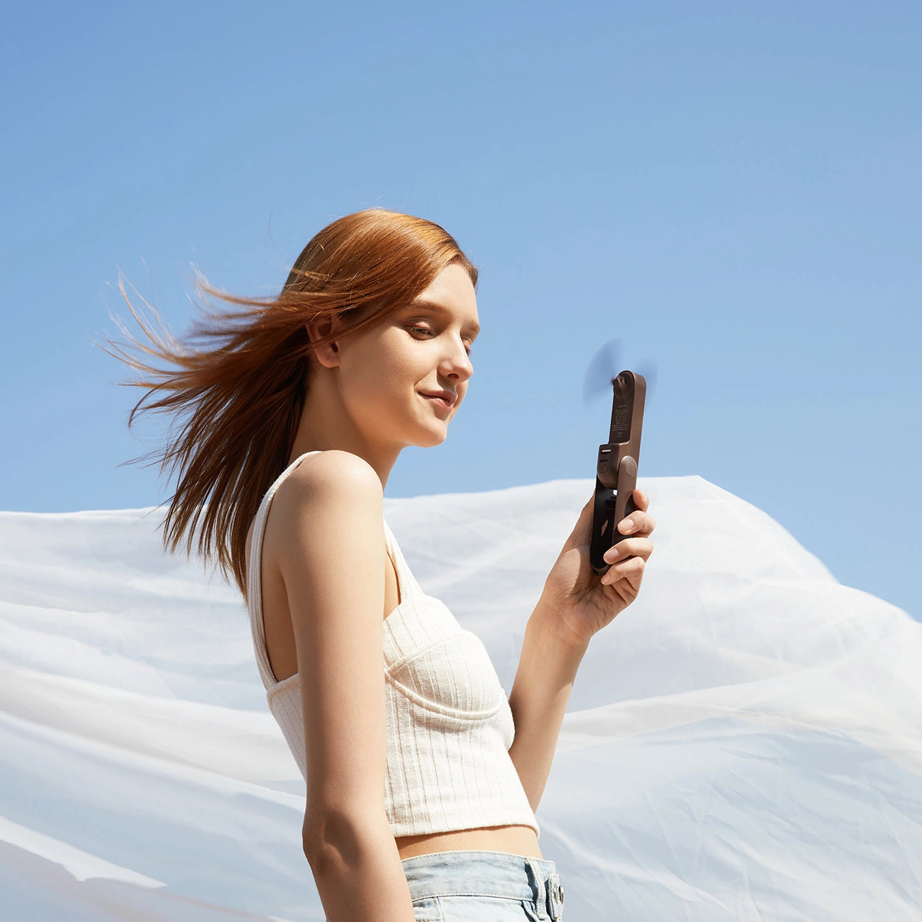 Jisulife Handheld Fan Life8 Plus Portable USB Fan with Power Bank and Flashlight - Brown_6