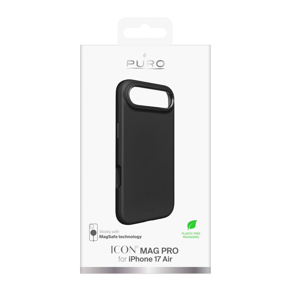 Pure Icon Mag Pro Liquid Silicone Case for iPhone 17 Air, MagSafe Compatible, with Camera Protection and Aluminum Buttons - Black_1