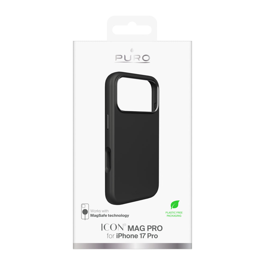 Pure Icon Mag Pro Liquid Silicone Case for iPhone 17 Pro, MagSafe Compatible, with Camera Protection and Aluminum Buttons - Black_1