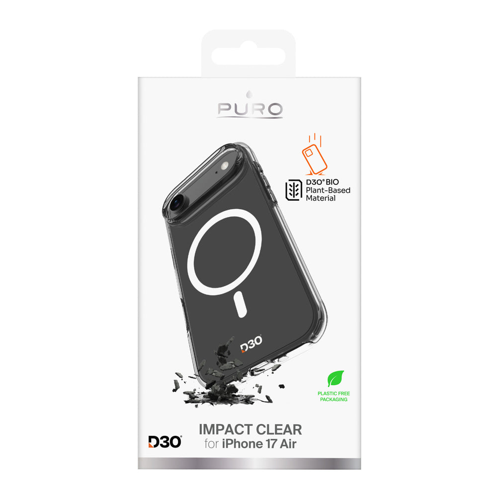 Puro Impact Clear D3O TPU+PC MagSafe Compatible Case for iPhone 17 Air - Transparent_1