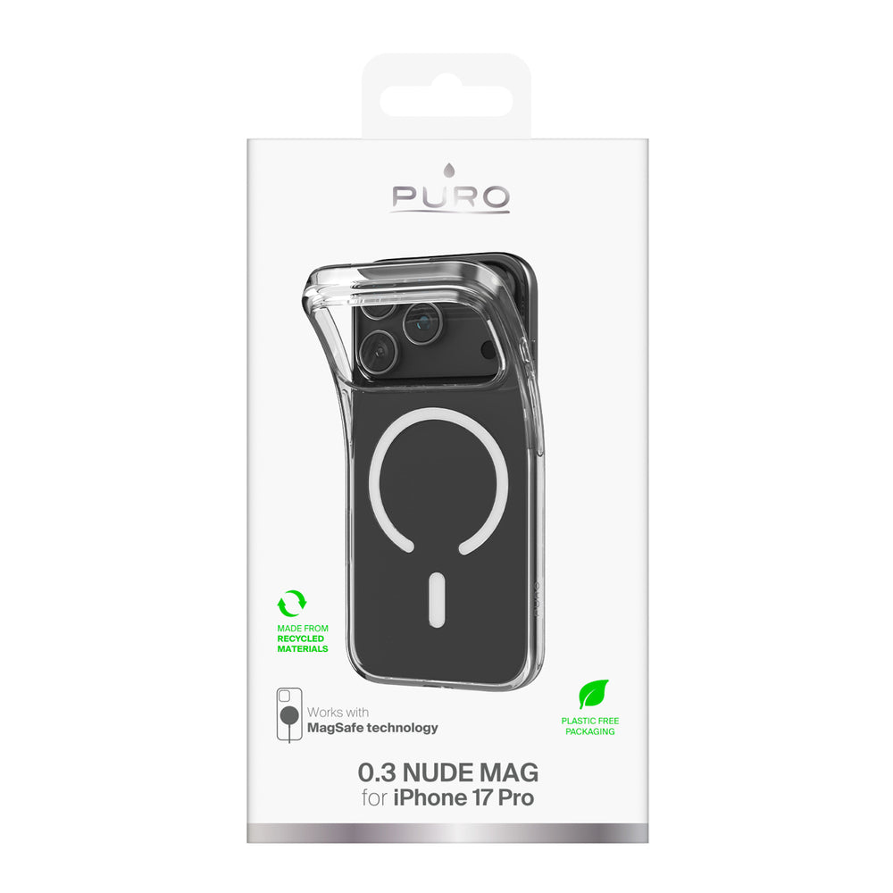 Puro 0.3 MAG Ultra-Slim TPU Case Compatible with MagSafe for iPhone 17 Pro - Transparent_2
