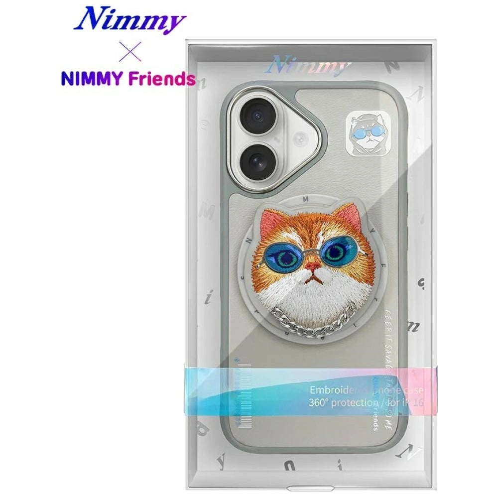 Nimmy Glasses Cool Cat MagSafe Case for iPhone 16 - Gray_16