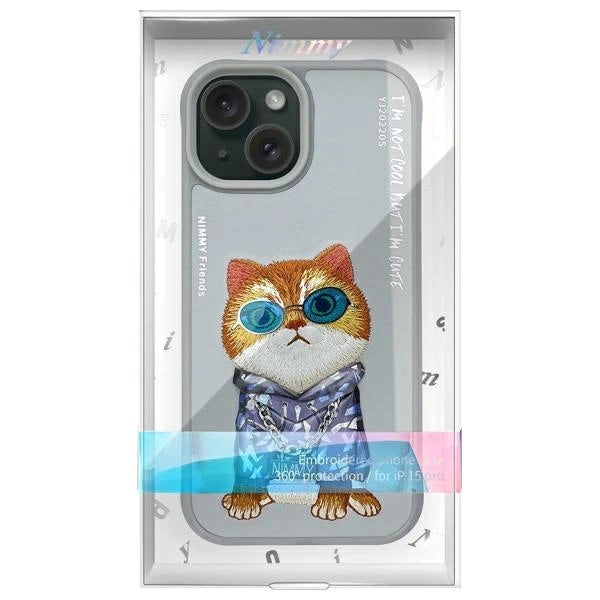 Nimmy Glasses Cool Cat iPhone 15 Case - Gray_11