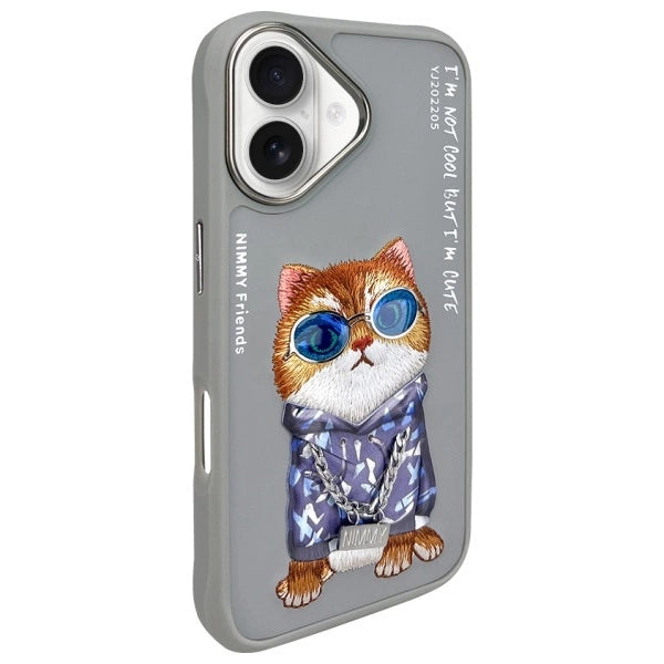 Nimmy Glasses Cool Cat iPhone 16 Case - Gray_1
