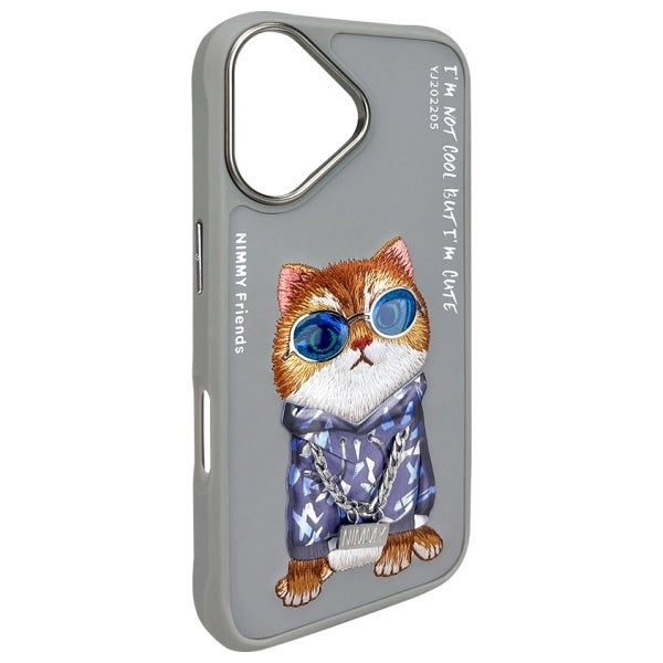 Nimmy Glasses Cool Cat iPhone 16 Case - Gray_3