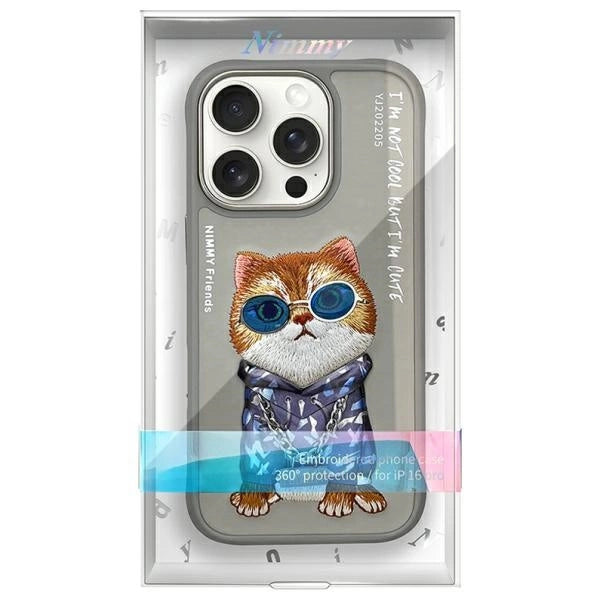 Nimmy Glasses Cool Cat Case for iPhone 16 Pro - Gray_8