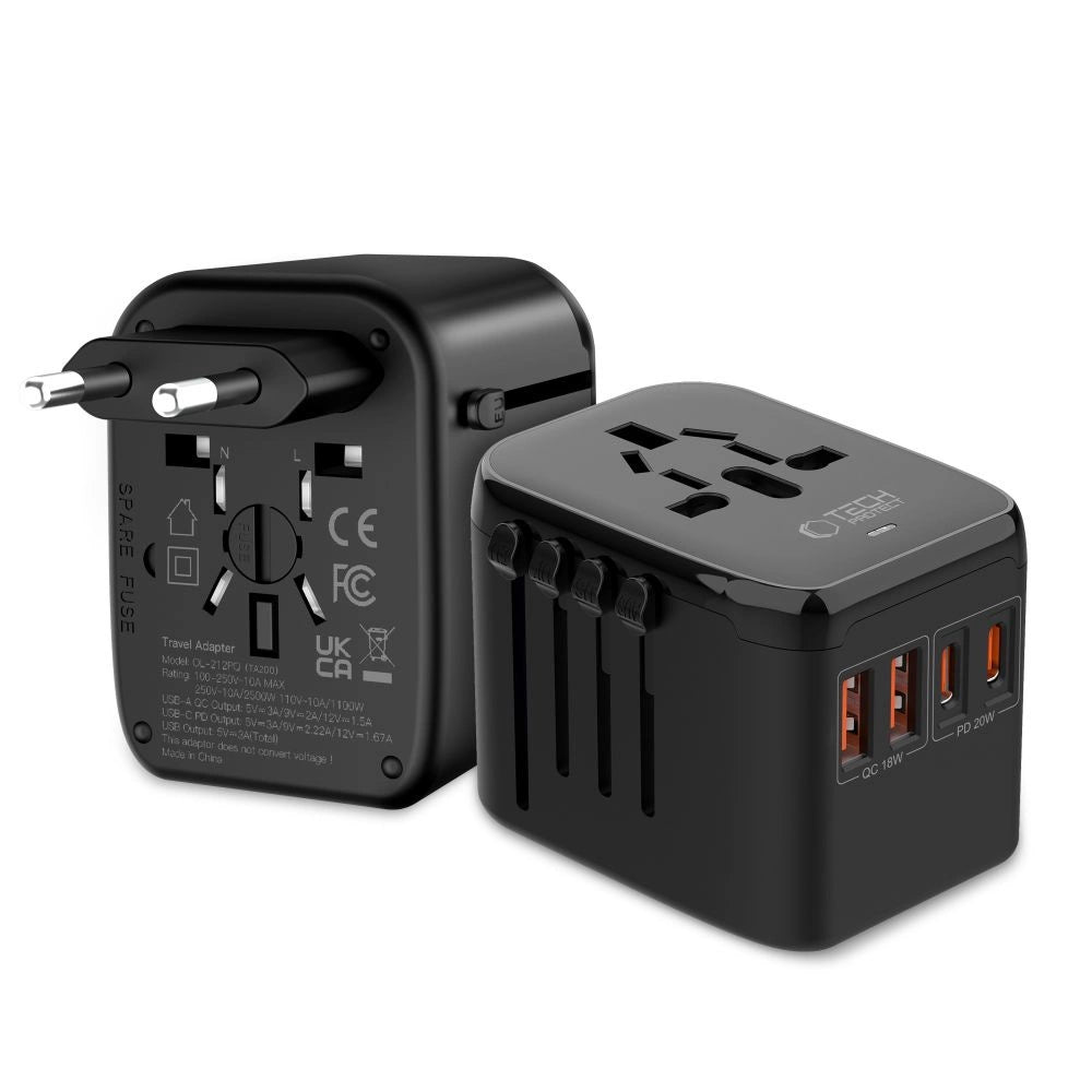 Tech-Protect TA200 EU / UK / US / AU adapter - black_1