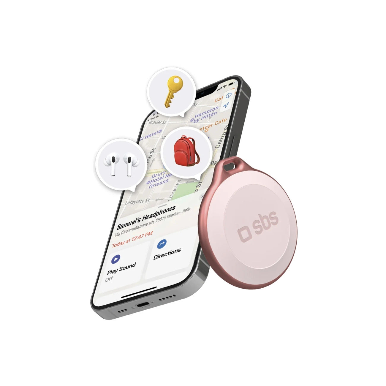 SBS Track My Circle Waterproof IP65 Locator Compatible with Apple Find My - Pink_0
