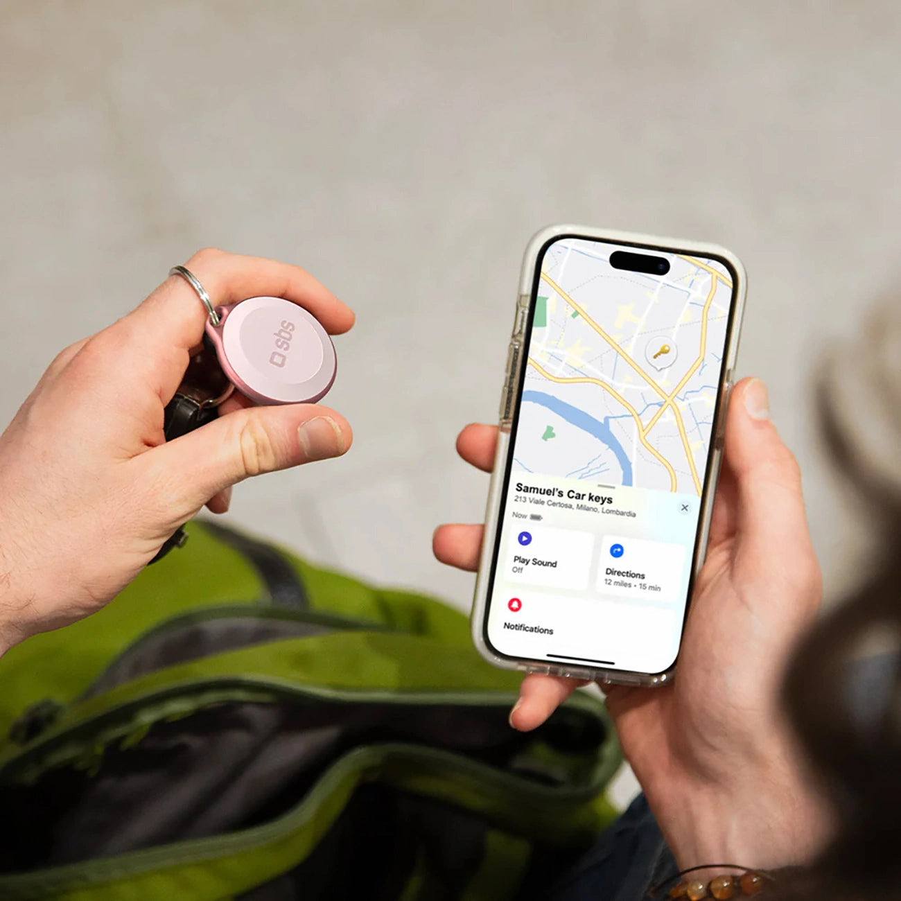 SBS Track My Circle Waterproof IP65 Locator Compatible with Apple Find My - Pink_1
