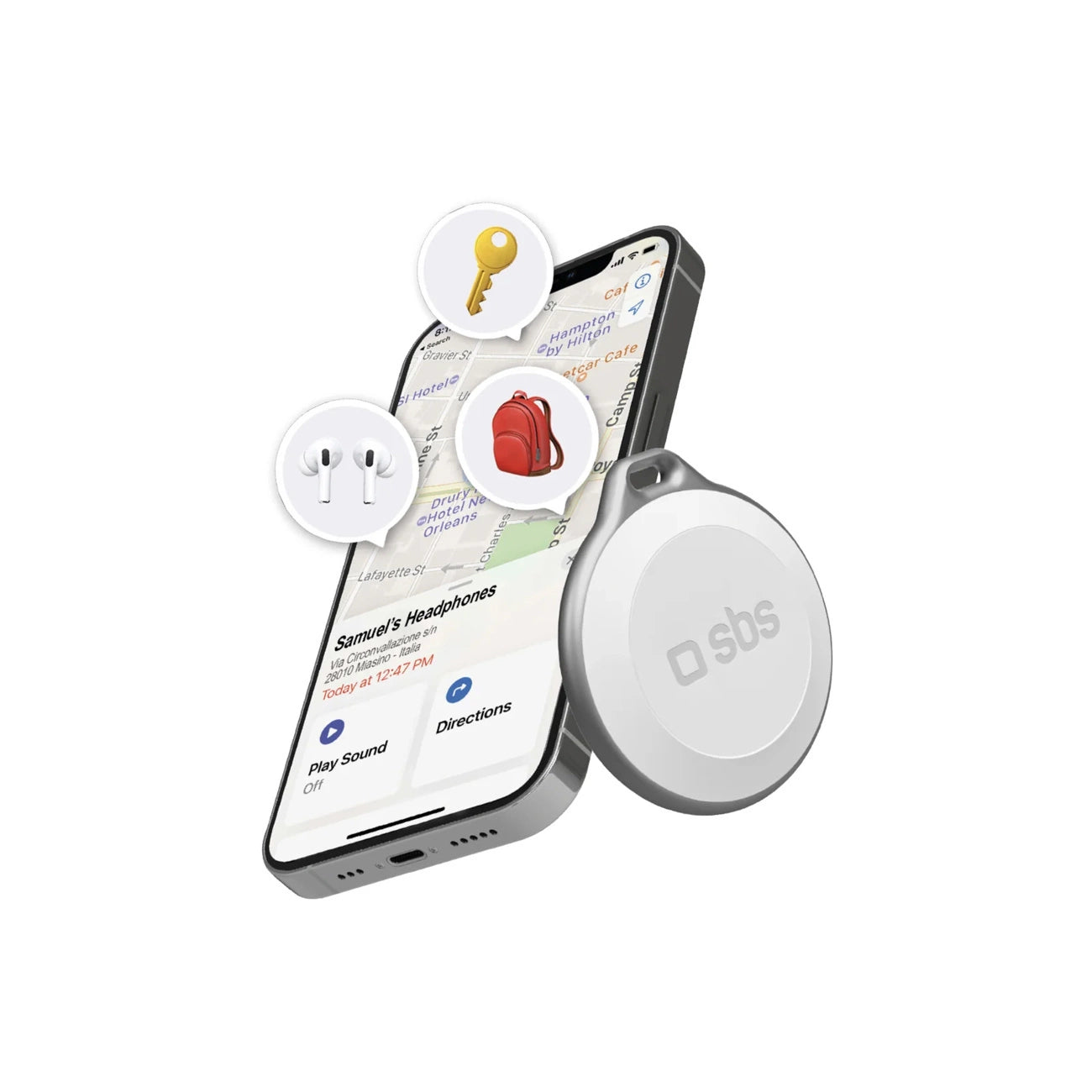 SBS Track My Circle Waterproof IP65 Locator Compatible with Apple Find My - White_0