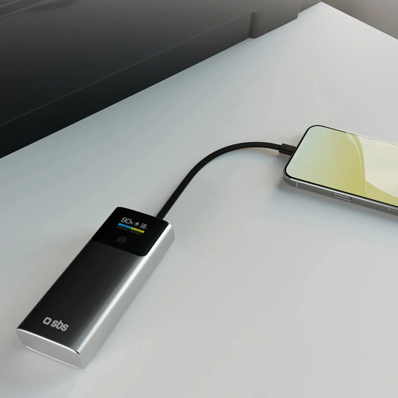 SBS 10000mAh PD 20W Powerbank with LCD Display and Built-in USB-C Cable - Gray_9