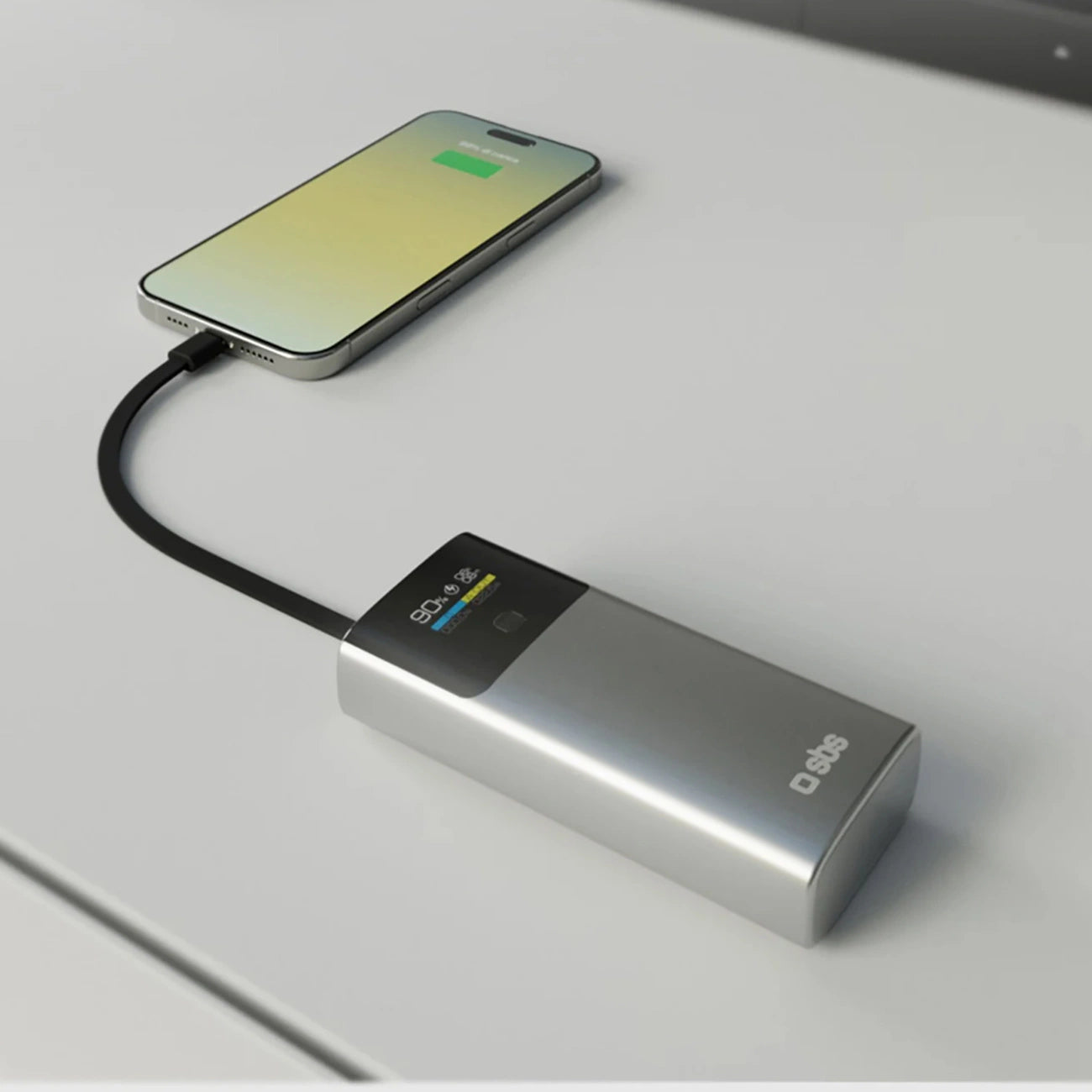 SBS 10000mAh PD 20W Powerbank with LCD Display and Built-in USB-C Cable - Gray_7