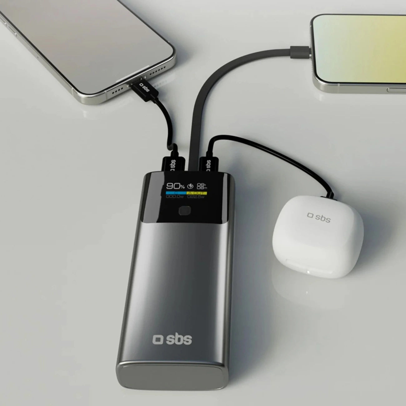 SBS 10000mAh PD 20W Powerbank with LCD Display and Built-in USB-C Cable - Gray_8
