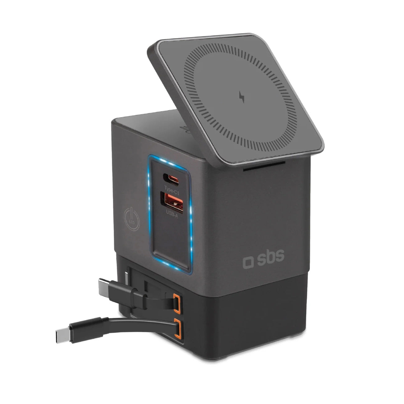 SBS Power Dock 6-in-1 with MagSafe, Stand, and USB-C Cables 65W – Black_0