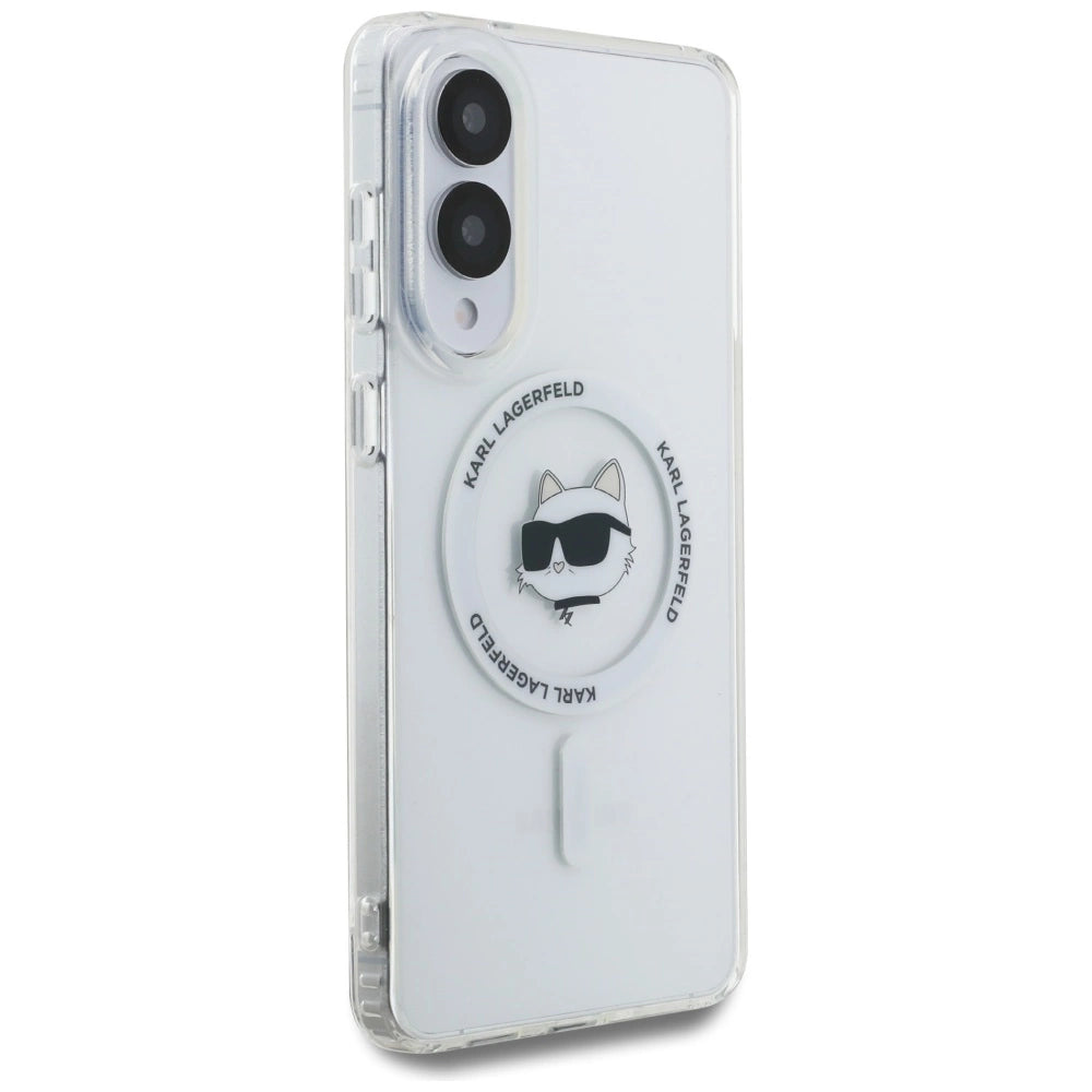 Karl Lagerfeld Button Choupette Head Printed Logo MagSafe Case for Samsung Galaxy S25 Edge - White_3