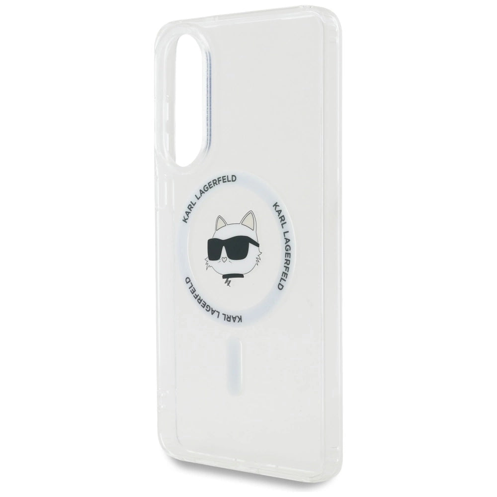 Karl Lagerfeld Button Choupette Head Printed Logo MagSafe Case for Samsung Galaxy S25 Edge - White_5
