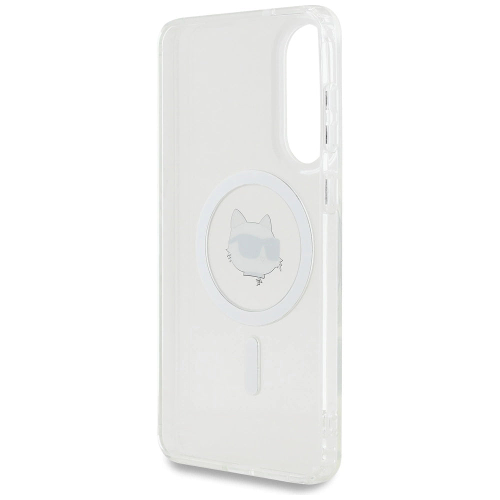 Karl Lagerfeld Button Choupette Head Printed Logo MagSafe Case for Samsung Galaxy S25 Edge - White_6
