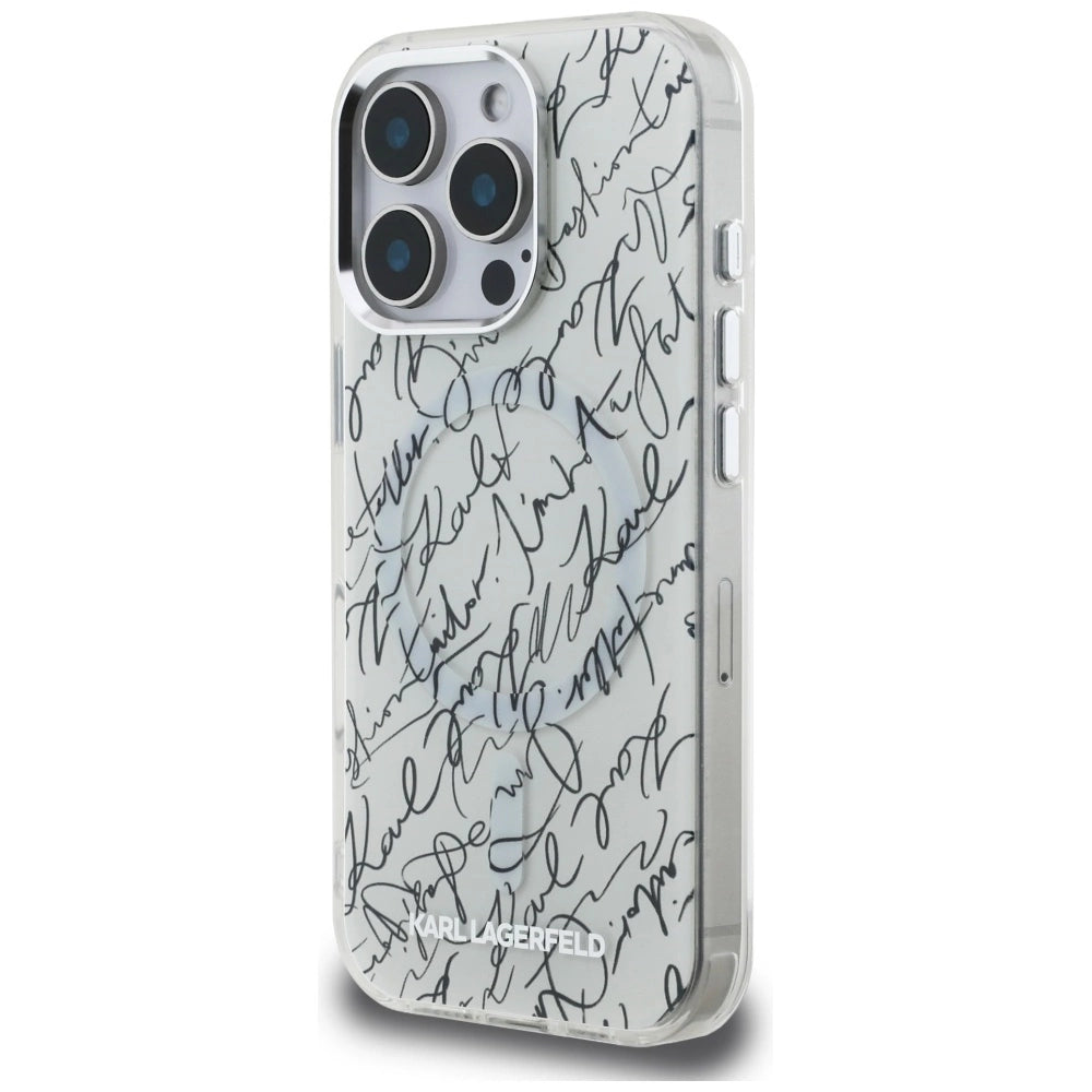 Karl Lagerfeld IML Karl Script Pattern MagSafe Case for iPhone 16 Pro - White_1