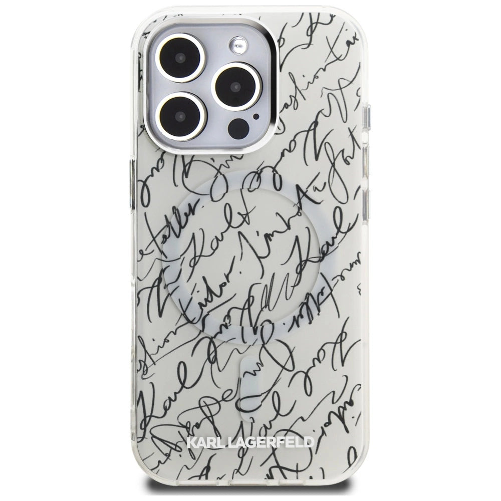 Karl Lagerfeld IML Karl Script Pattern MagSafe Case for iPhone 16 Pro - White_2
