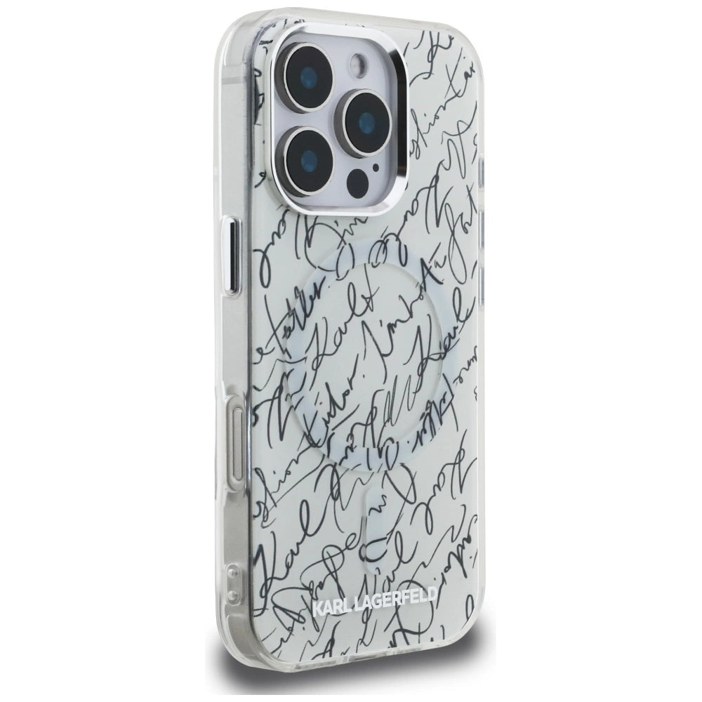Karl Lagerfeld IML Karl Script Pattern MagSafe Case for iPhone 16 Pro - White_3