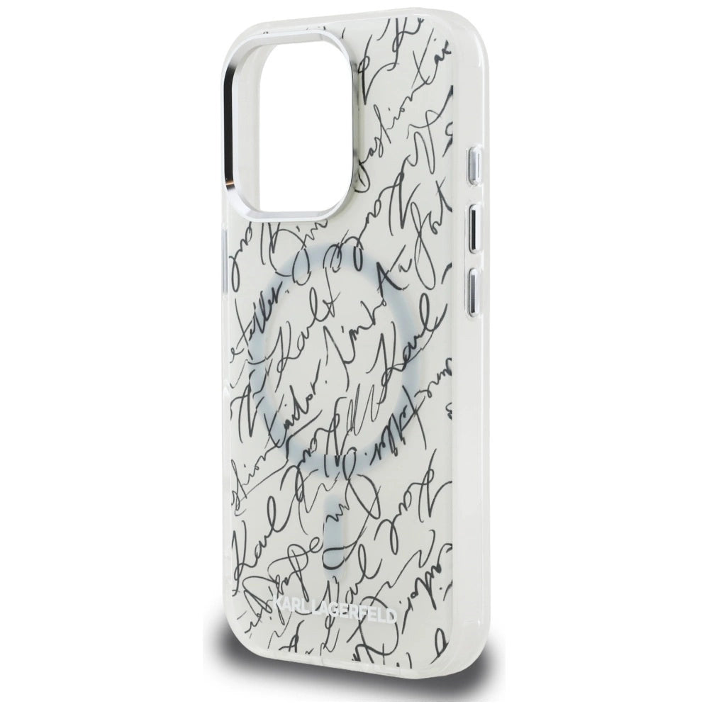 Karl Lagerfeld IML Karl Script Pattern MagSafe Case for iPhone 16 Pro - White_5