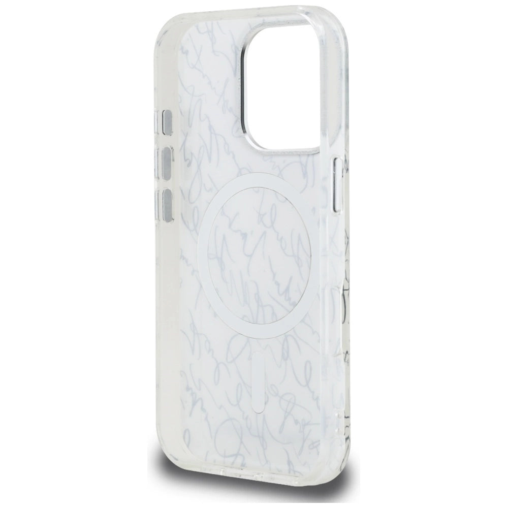 Karl Lagerfeld IML Karl Script Pattern MagSafe Case for iPhone 16 Pro - White_6