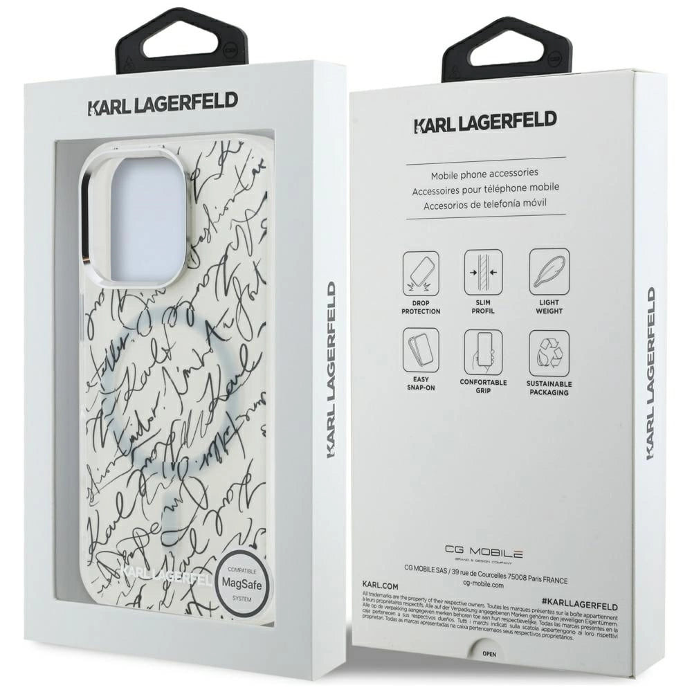 Karl Lagerfeld IML Karl Script Pattern MagSafe Case for iPhone 16 Pro - White_7