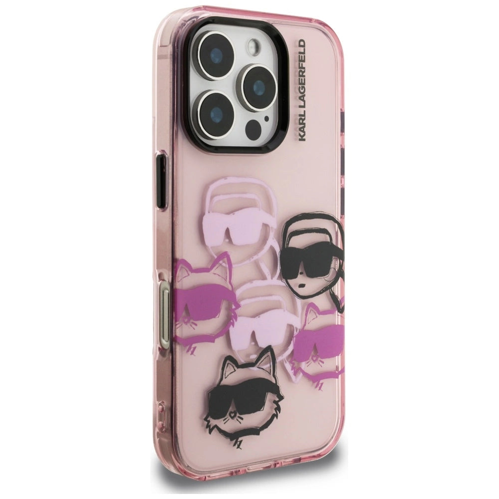 Karl Lagerfeld IML Multi K&C Head Pattern Case for iPhone 16 Pro Max - Pink_3