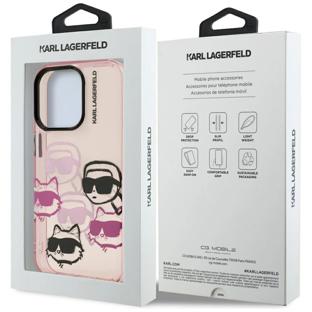 Karl Lagerfeld IML Multi K&C Head Pattern Case for iPhone 16 Pro Max - Pink_7