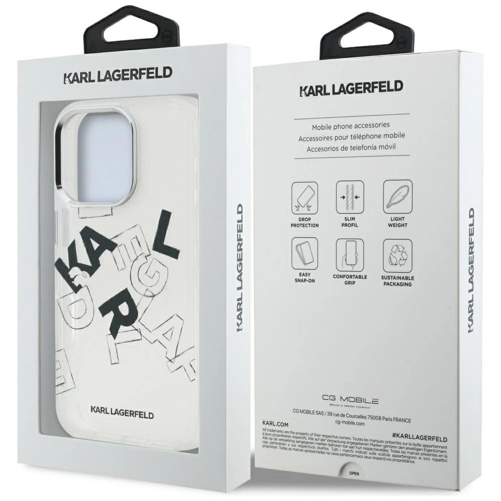 Karl Lagerfeld IML Sketched Graphic Case for iPhone 16 Pro - Clear_7