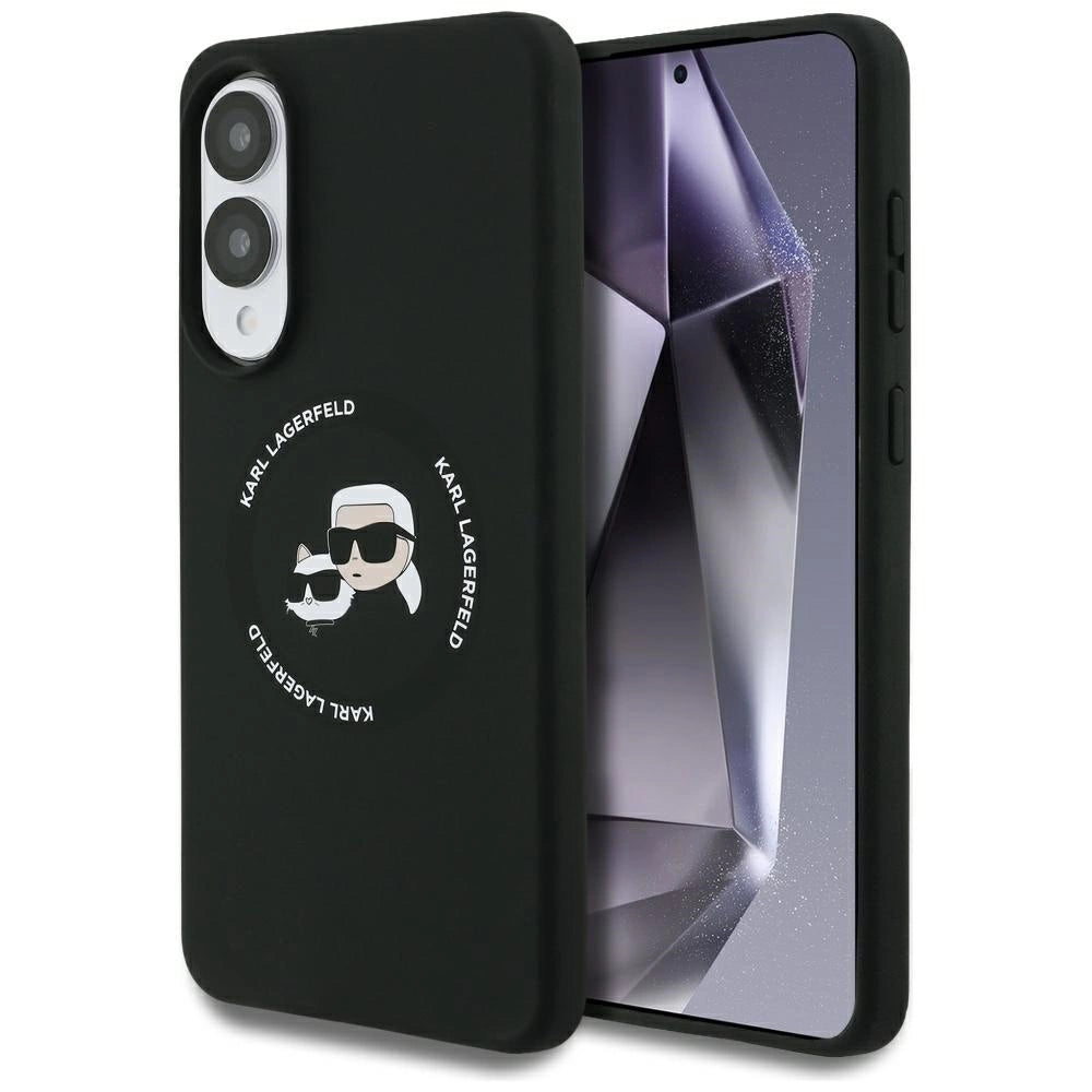 Karl Lagerfeld Silicone nauble Heads And Circle MagSafe case for Samsung Galaxy S25 Edge - black_0