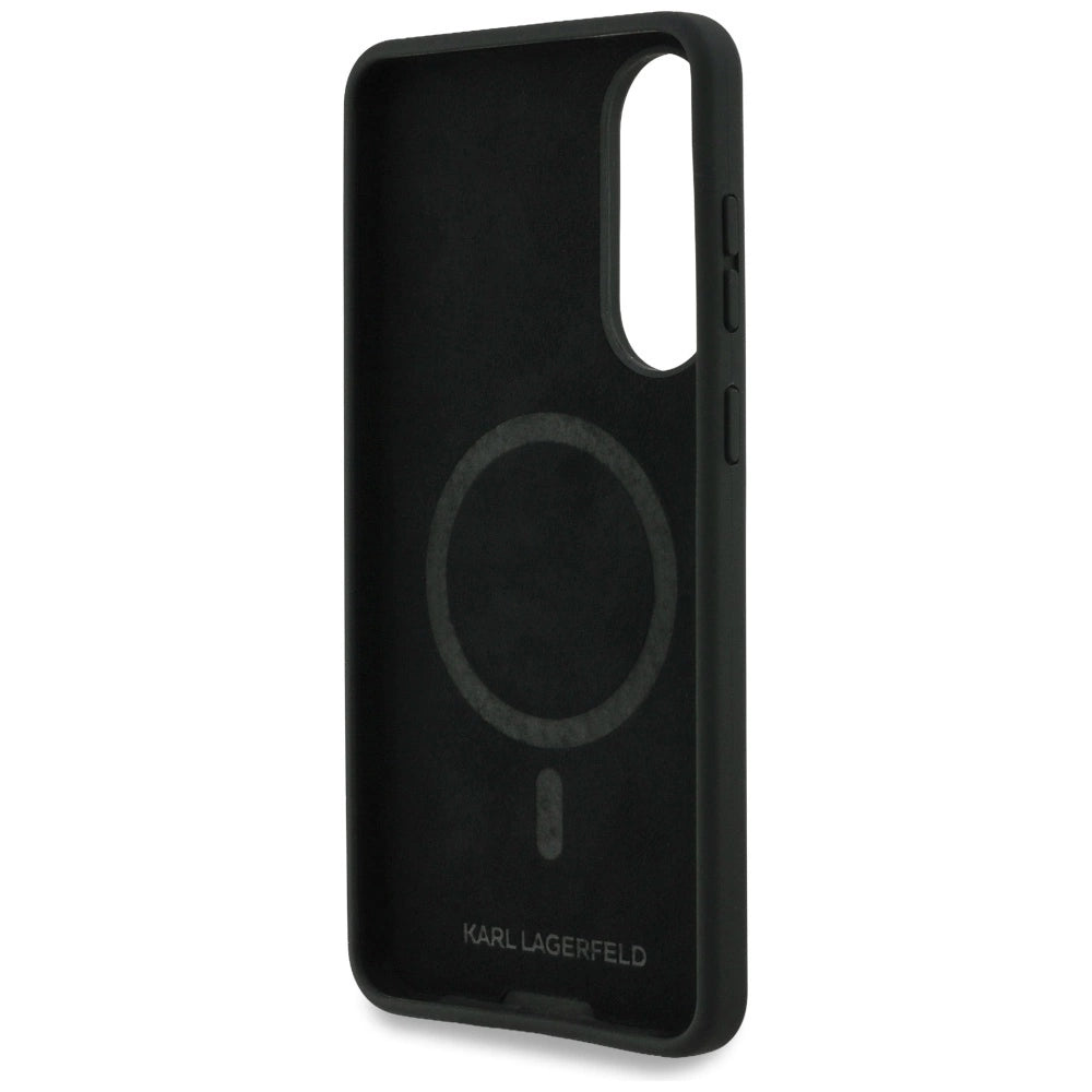 Karl Lagerfeld Silicone nauble Heads And Circle MagSafe case for Samsung Galaxy S25 Edge - black_6