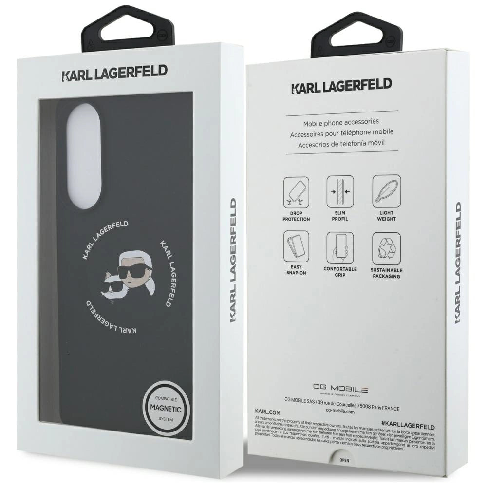 Karl Lagerfeld Silicone nauble Heads And Circle MagSafe case for Samsung Galaxy S25 Edge - black_7