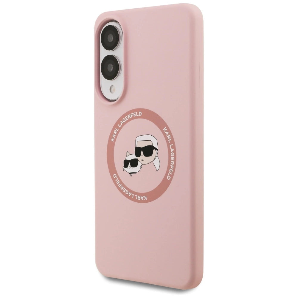 Karl Lagerfeld Silicone Nauble Heads And Circle MagSafe Case for Samsung Galaxy S25 Edge - Pink_1