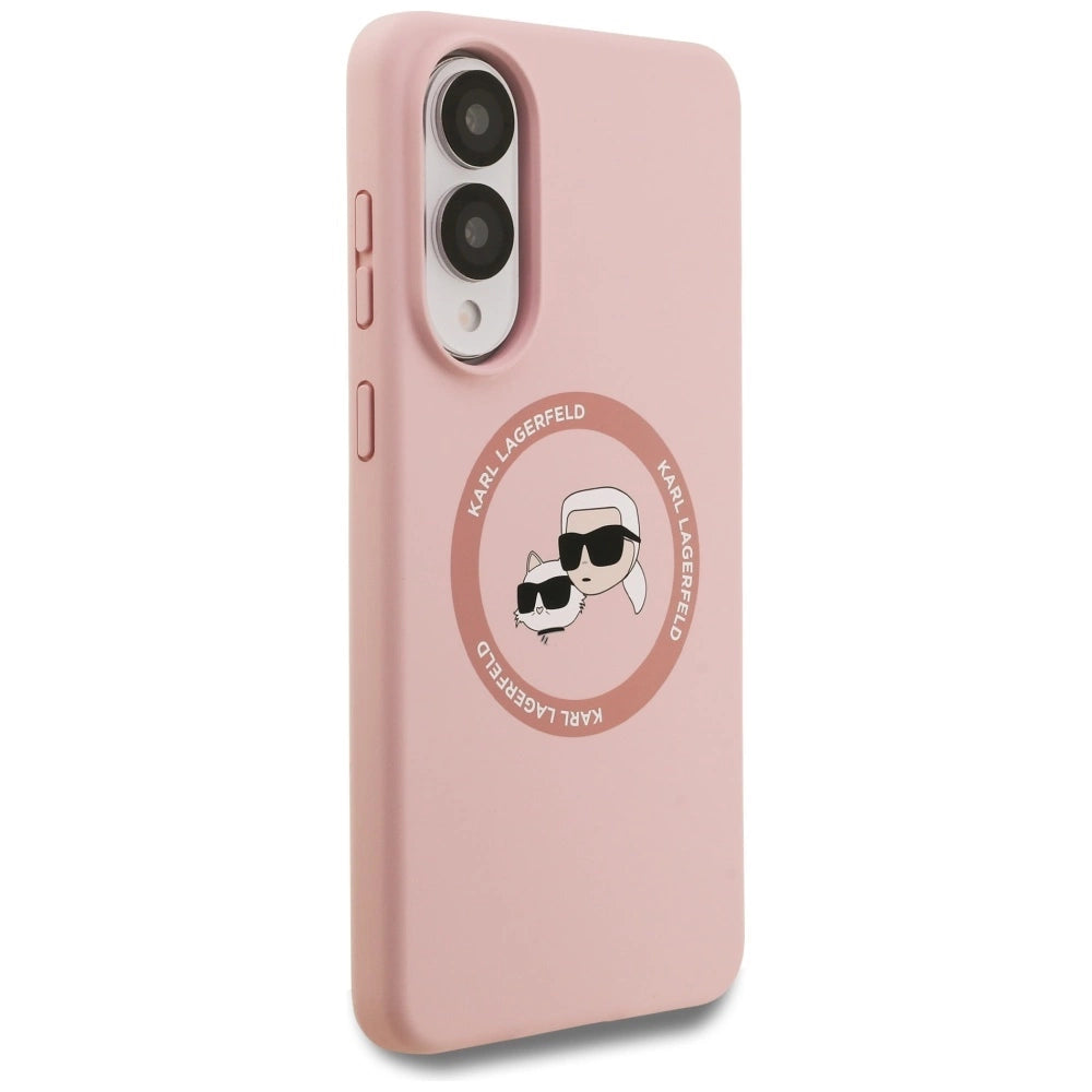 Karl Lagerfeld Silicone Nauble Heads And Circle MagSafe Case for Samsung Galaxy S25 Edge - Pink_3