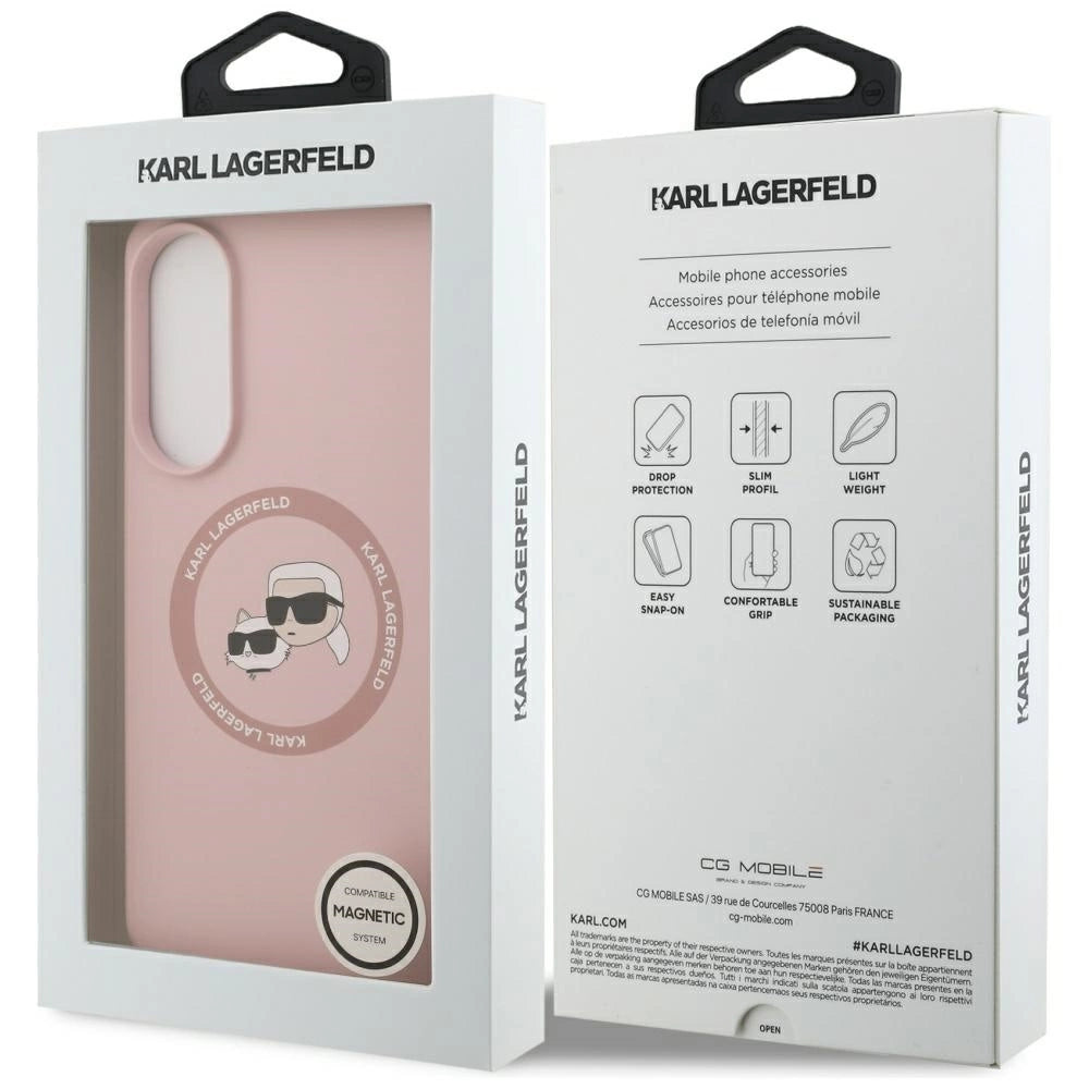 Karl Lagerfeld Silicone Nauble Heads And Circle MagSafe Case for Samsung Galaxy S25 Edge - Pink_7