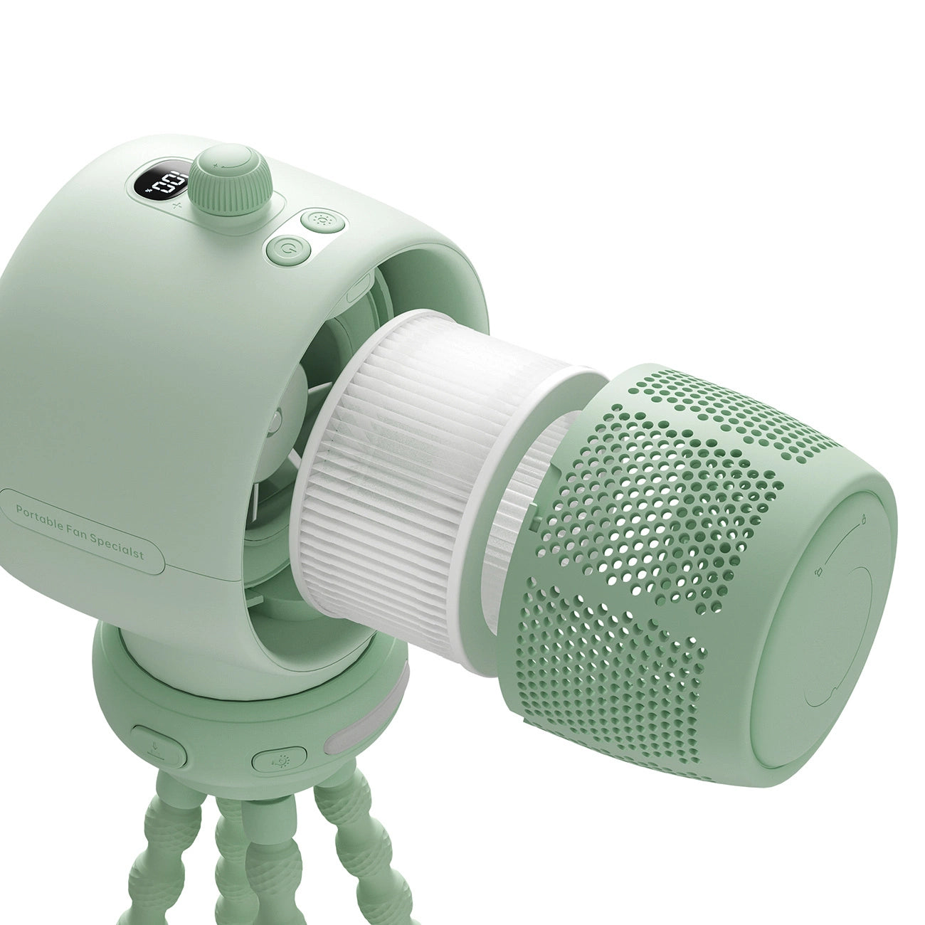 Jisulife Stroller Fan Life2S 5000mAh with Flexible Legs, Desk, Stroller, Filter - Green_5