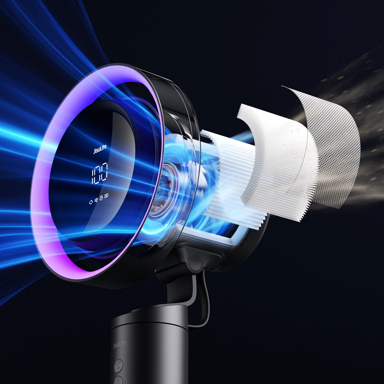 Jisulife Table Fan Pro3 10000mAh Desktop Turbine Fan with Filter - Dark Gray_15