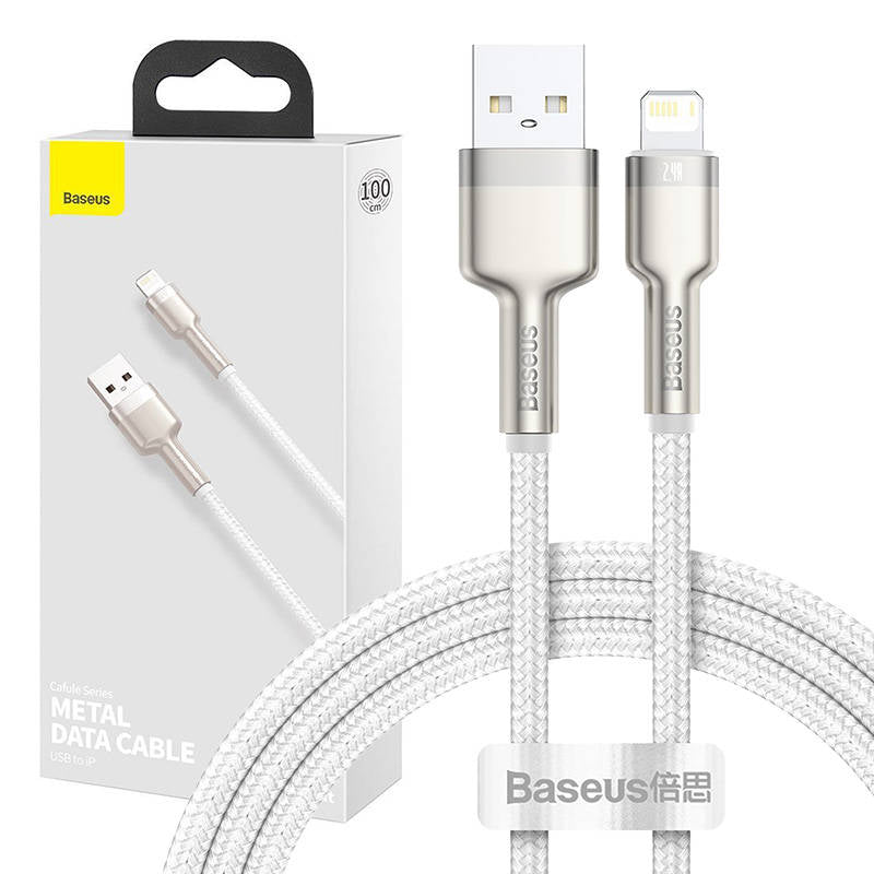 USB cable for Lightning Baseus Cafule, 2.4A, 1m (white)_0