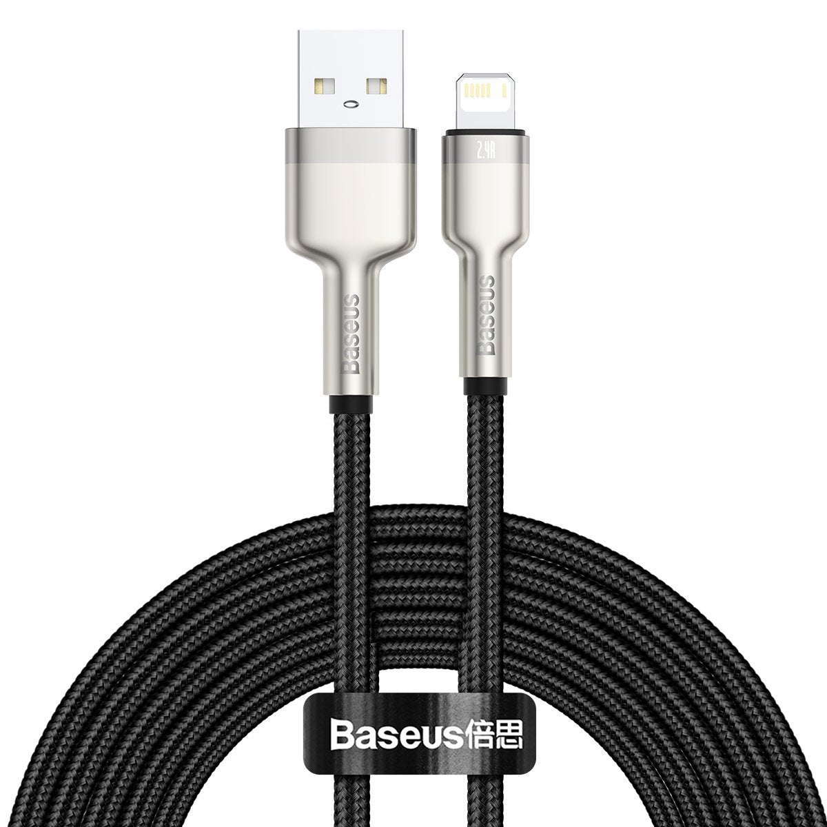 USB cable for Lightning Baseus Cafule, 2.4A, 2m (black)_0