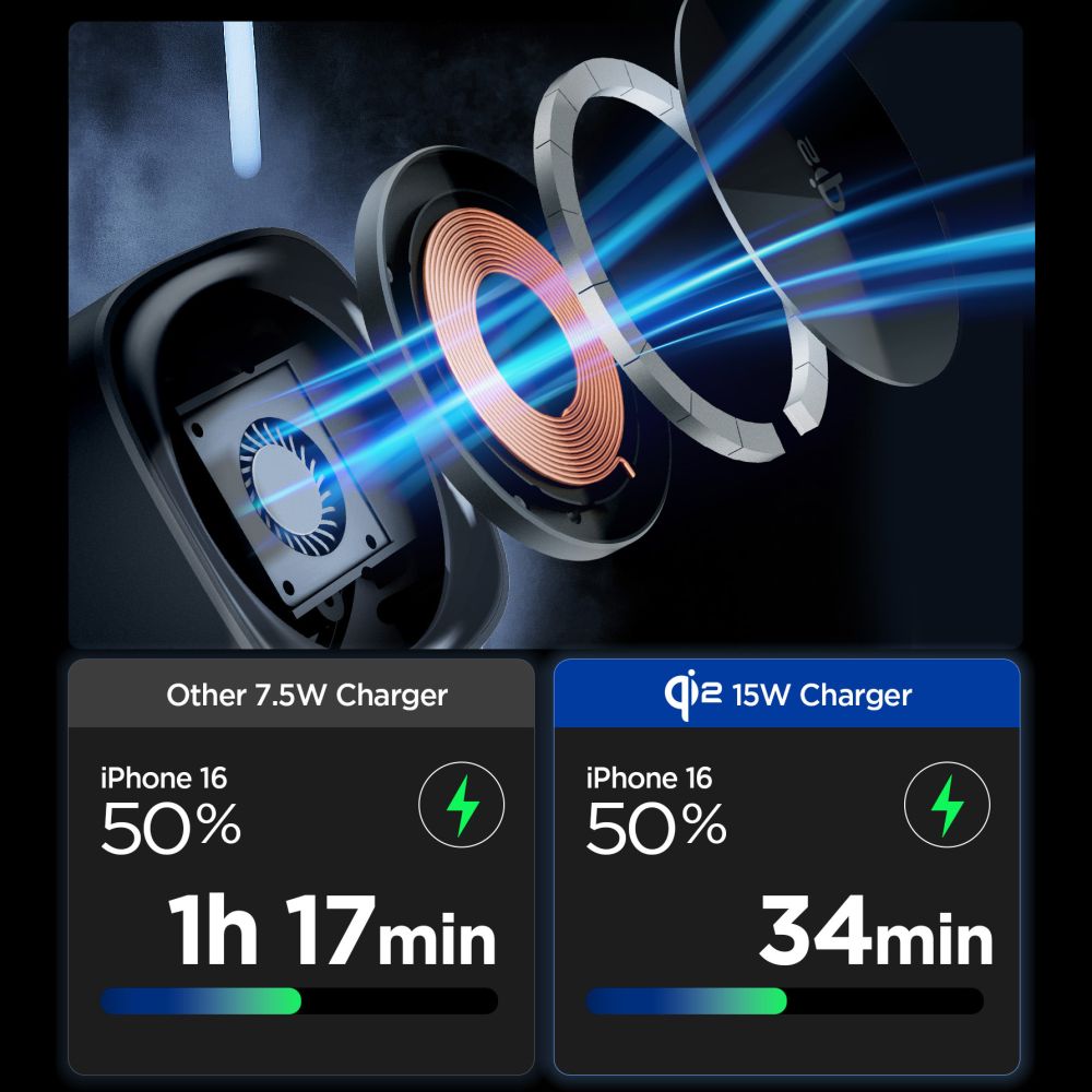 Spigen Essential EF223MS 3-in-1 QI2 Wireless Charger - Black_6