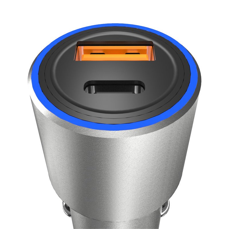 Dudao USB / USB Car Charger Type C Power Delivery Quick Charge 22.5 W Gray (R4PQ)_1