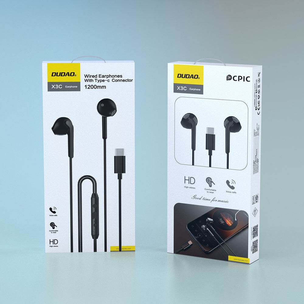 Dudao X3C In-Ear Wired USB-C Headphones 1.2m - Black_4