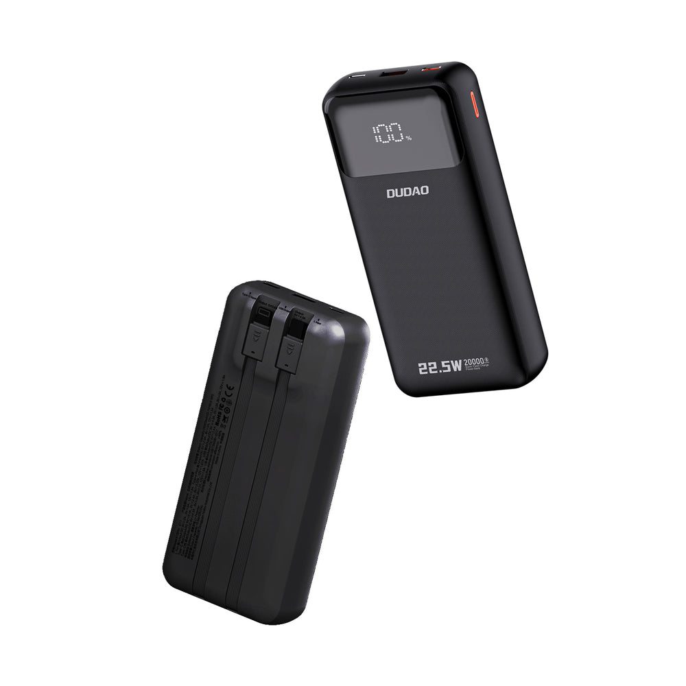 Dudao K15Pro Power Bank 20000mAh 22.5W PD USB-C / USB-A / Built-in Lightning and USB-C Cables - Black_2