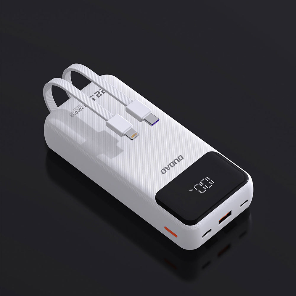 Dudao K15Pro Power Bank 20000mAh 22.5W PD USB-C / USB-A / Built-in Lightning and USB-C Cables - White_6