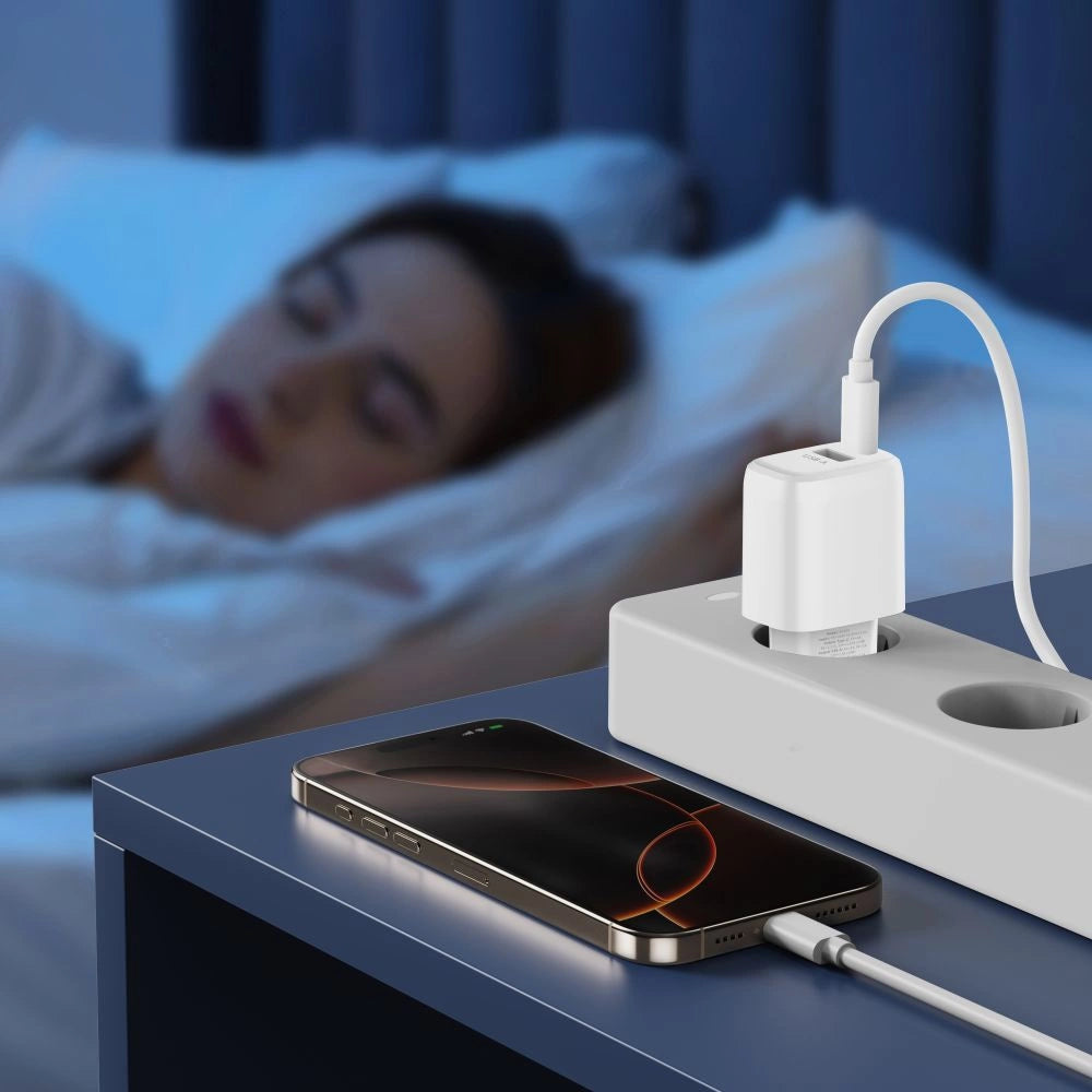 Tech-Protect NCA20 PD 20W QC3.0 USB-A / USB-C Wall Charger + USB-C / USB-C Cable 100cm - White_10