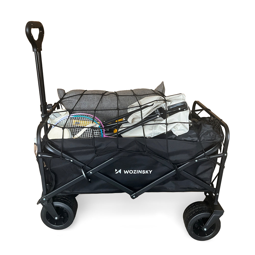 Wozinsky WZP-100 beach, tourist, garden trolley, durable, wide wheels, with safety net up to 100 kg - black_11