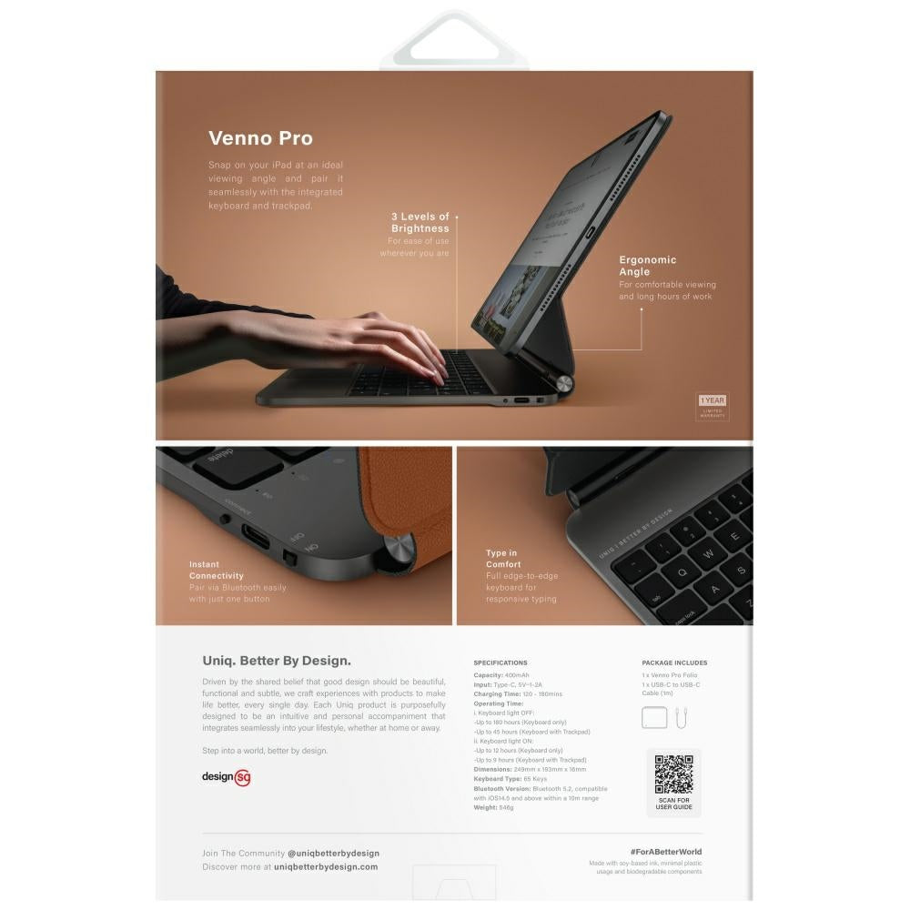 Uniq Venno Pro Magnetic Smart Keyboard Case for iPad 11" 2025 / iPad Air 11" 2024 / 2025 / iPad Pro 11" 2018 / 2020 / 2021 / 2022 / 2024 - Brown_7