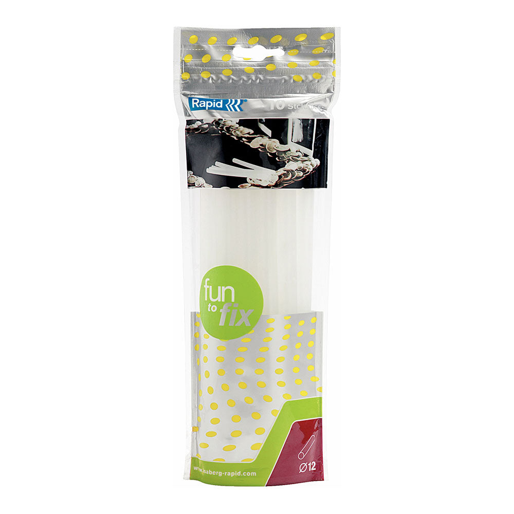 Saco 10 tubos de cola fun to fix transparente ø12x190mm 23499500 rapid_0
